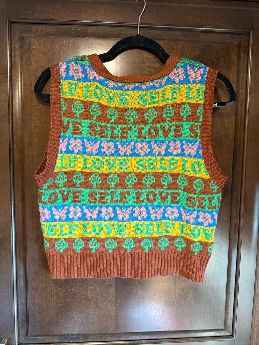 Rue21 'Self Love' Knit Tank in Brown with Multicolor Pattern